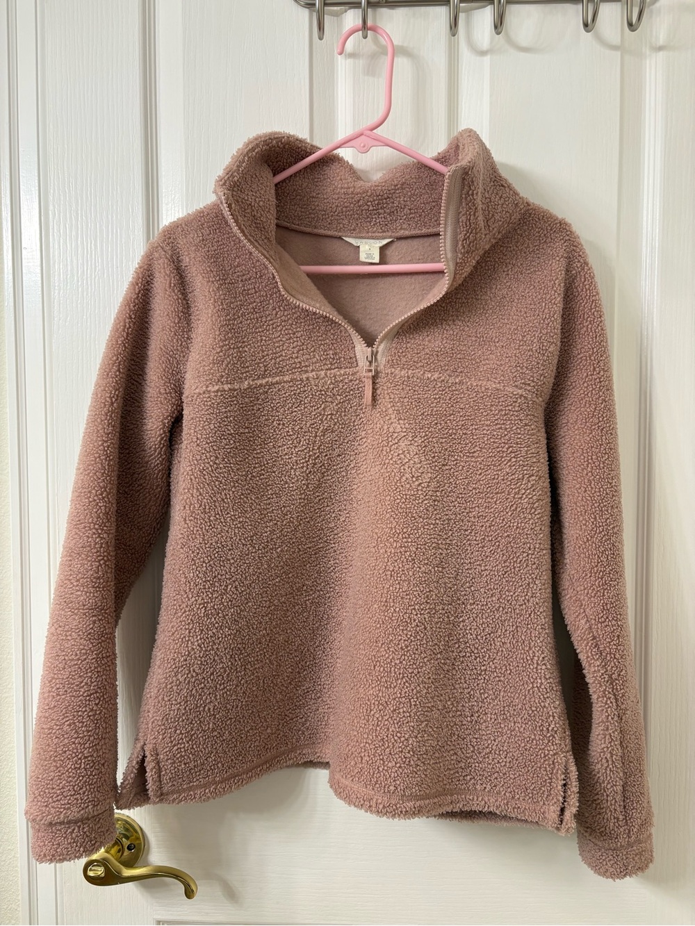Caslon Plush Quarter-Zip Teddy Pullover - Mauve